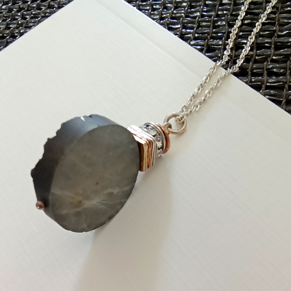 Hillberg & Berk Black Agate Stone Long Silver Necklace - Picture 6 of 6